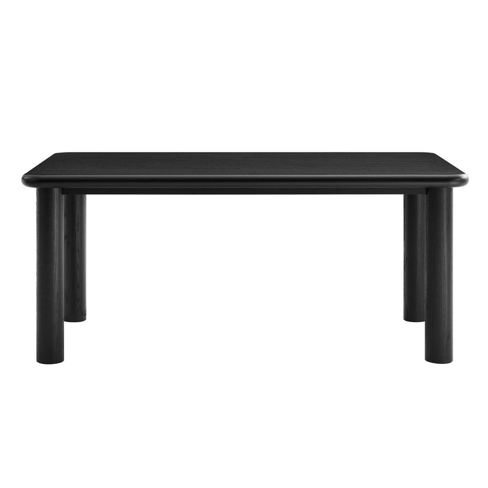 Modway Alvia 72" Rectangular Oak Wood Dining Table in Black - detail view
