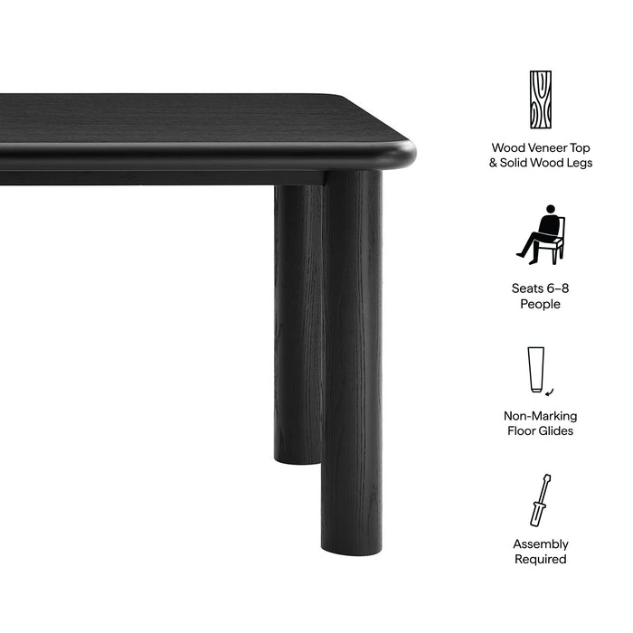Modway Alvia 72" Rectangular Oak Wood Dining Table in Black - dimensions and specifications