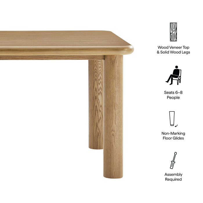 Modway Alvia 72" Rectangular Oak Wood Dining Table in Weathered Oak - dimensions and specifications