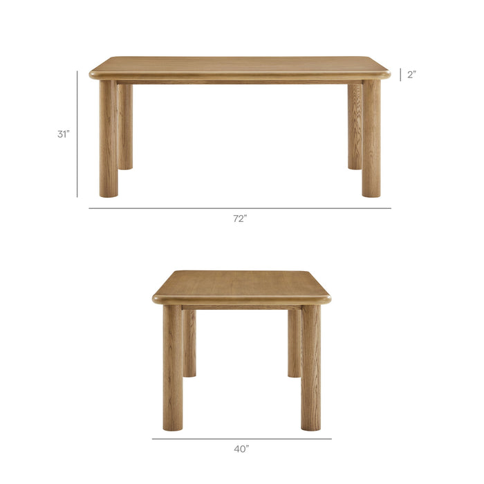 Modway Alvia 72" Rectangular Oak Wood Dining Table in Weathered Oak - dimensions and specifications 16