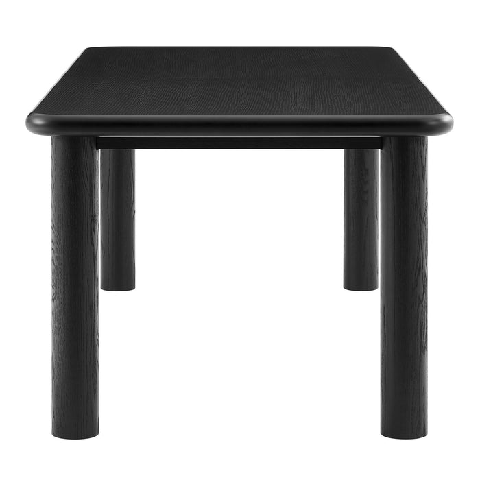 Modway Alvia 86"–105" Extendable Rectangular Oak Wood Dining Table in Black - angled view
