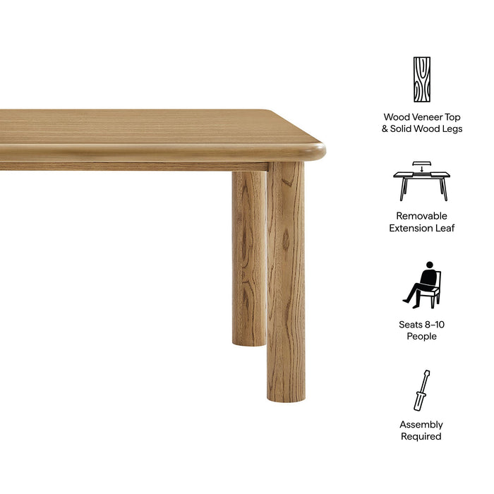 Modway Alvia 86"–105" Extendable Rectangular Oak Wood Dining Table in Weathered Oak - dimensions and specifications