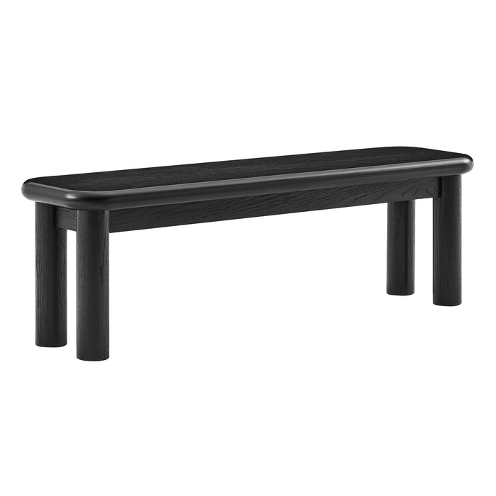 Modway Alvia 58" Oak Wood Bench in Black - front view