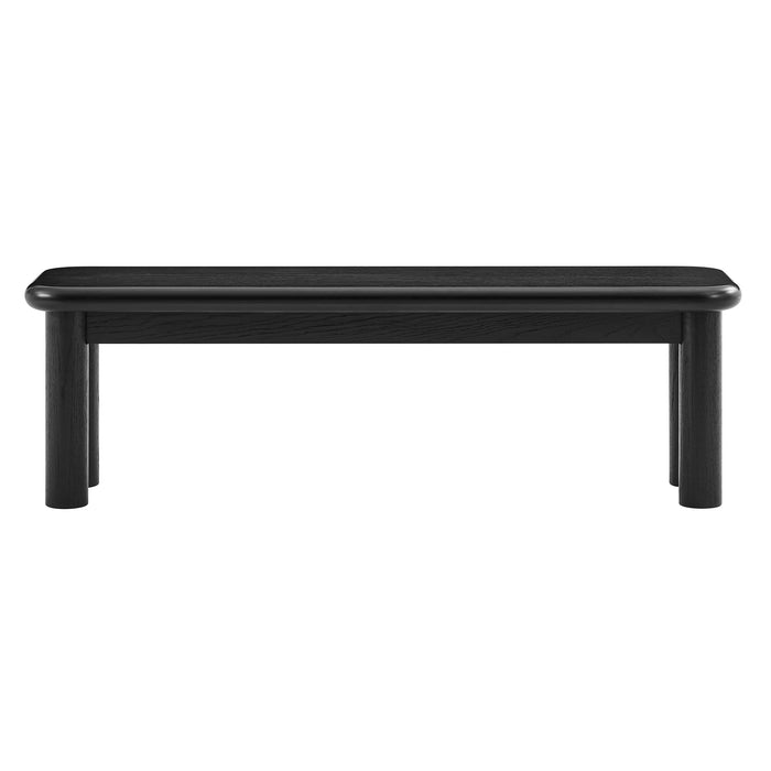 Modway Alvia 58" Oak Wood Bench in Black - side view
