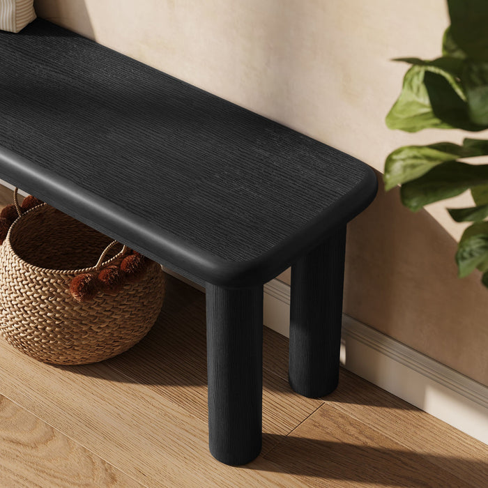 Modway Alvia 58" Oak Wood Bench in Black - lifestyle view