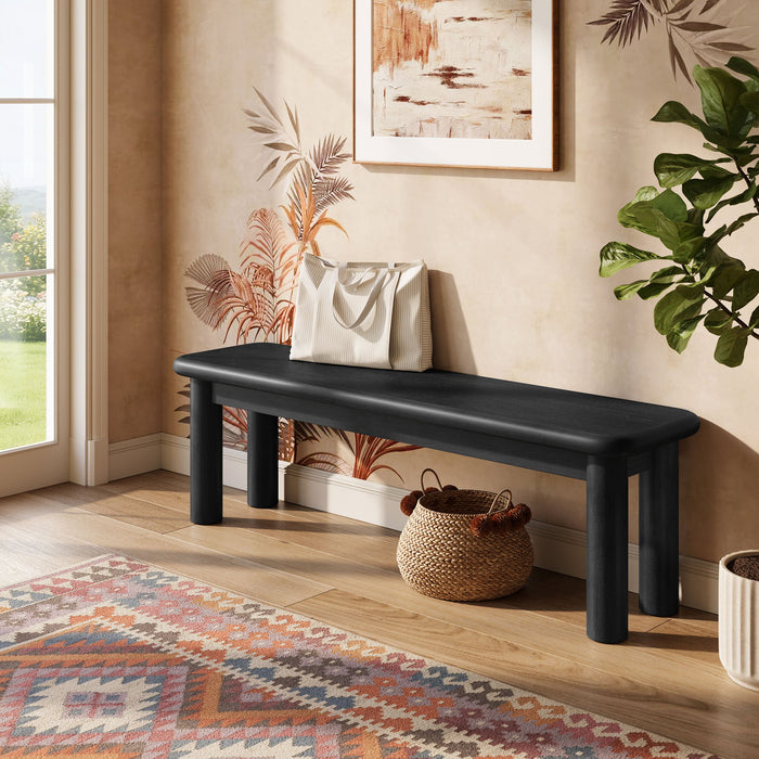 Modway Alvia 58" Oak Wood Bench in Black - lifestyle view 12