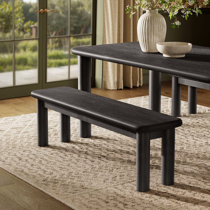 Modway Alvia 58" Oak Wood Bench in Black - lifestyle view 14