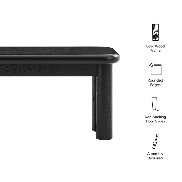 Modway Alvia 58" Oak Wood Bench in Black - dimensions and specifications