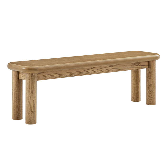 Modway Alvia 58" Oak Wood Bench in Weathered Oak - front view