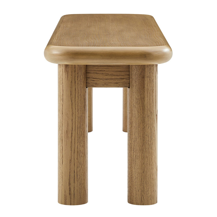 Modway Alvia 58" Oak Wood Bench in Weathered Oak - angled view