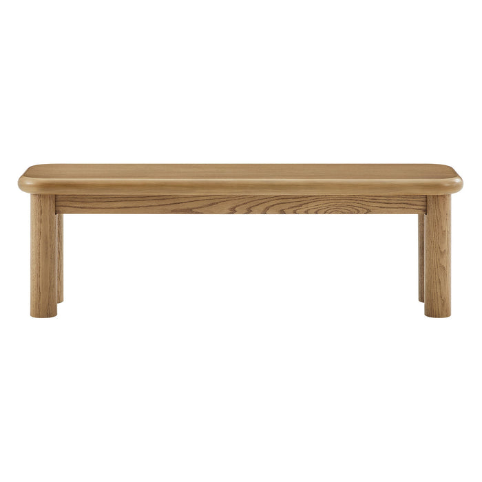 Modway Alvia 58" Oak Wood Bench in Weathered Oak - side view