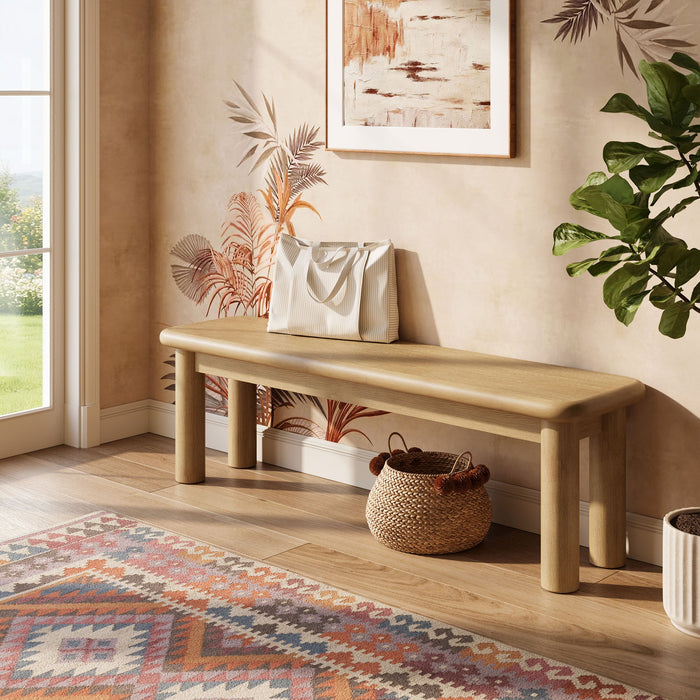Modway Alvia 58" Oak Wood Bench in Weathered Oak - lifestyle view 11