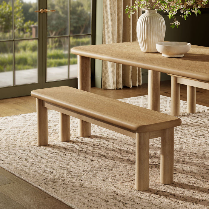 Modway Alvia 58" Oak Wood Bench in Weathered Oak - lifestyle view 13