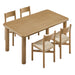 Modway Alvia 5-Piece Oak Wood Dining Table and Chairs Set in Weathered Oak - angled view