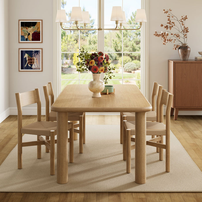 Modway Alvia 5-Piece Oak Wood Dining Table and Chairs Set in Weathered Oak - lifestyle view