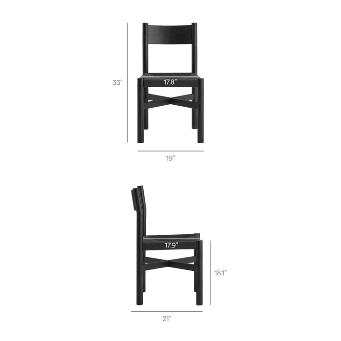Modway Alvia 7-Piece Oak Wood Dining Table and Chairs Set in Black - dimensions and specifications 16