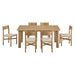 Modway Alvia 7-Piece Oak Wood Dining Table and Chairs Set in Weathered Oak - angled view