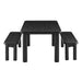 Modway Alvia 3-Piece Oak Wood Dining Table and Benches Set in Black - front view