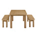 Modway Alvia 3-Piece Oak Wood Dining Table and Benches Set in Weathered Oak - front view