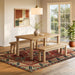 Modway Alvia 3-Piece Oak Wood Dining Table and Benches Set in Weathered Oak - detail view