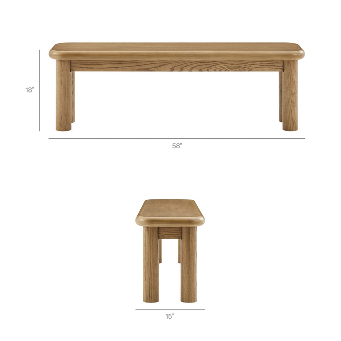 Modway Alvia 3-Piece Oak Wood Dining Table and Benches Set in Weathered Oak - dimensions and specifications 11