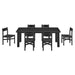 Modway Alvia 7-Piece Oak Wood Extendable Dining Table and Chairs Set in Black - angled view