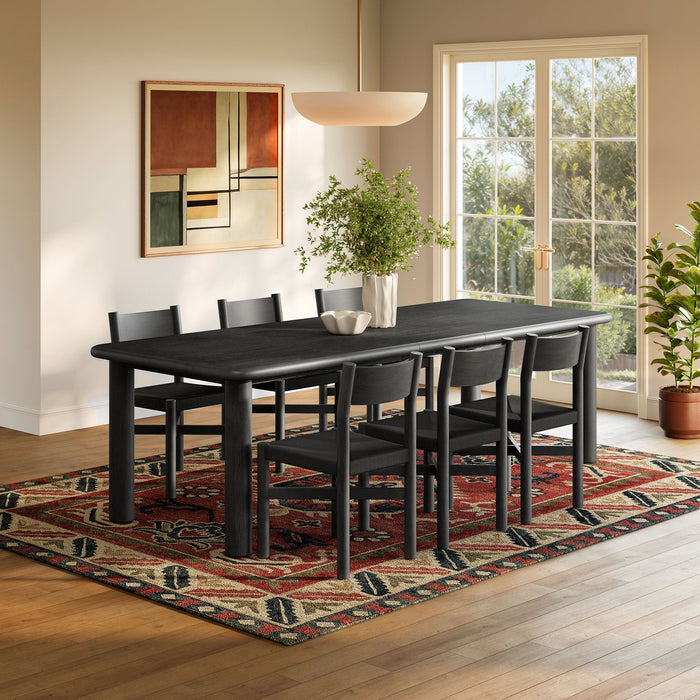 Modway Alvia 7-Piece Oak Wood Extendable Dining Table and Chairs Set in Black - lifestyle view