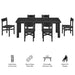 Modway Alvia 7-Piece Oak Wood Extendable Dining Table and Chairs Set in Black - dimensions and specifications