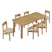 Modway Alvia 7-Piece Oak Wood Extendable Dining Table and Chairs Set in Weathered Oak - front view