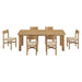Modway Alvia 7-Piece Oak Wood Extendable Dining Table and Chairs Set in Weathered Oak - angled view