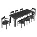 Modway Alvia 9-Piece Oak Wood Extendable Dining Table and Chairs Set in Black - front view