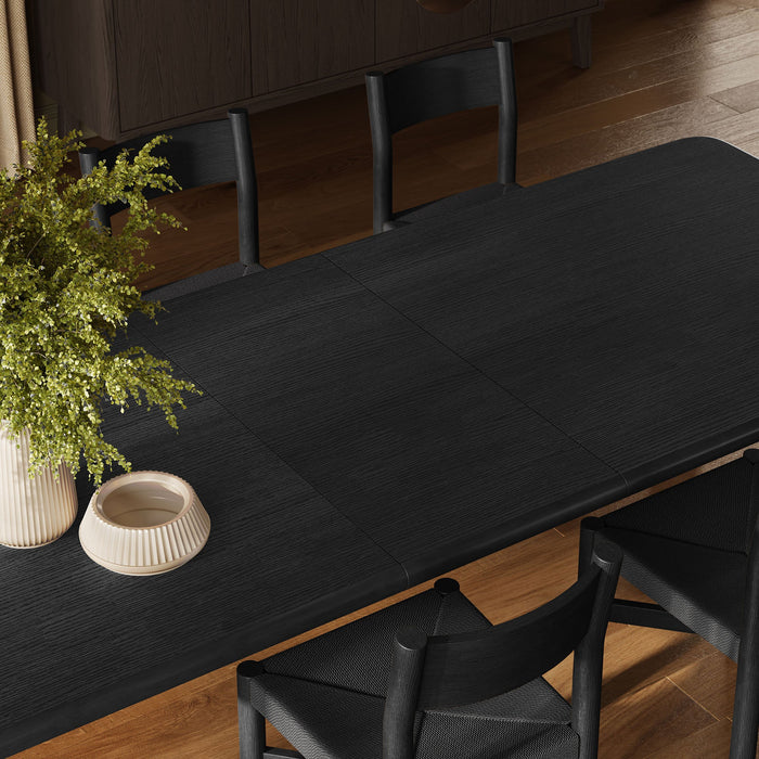 Modway Alvia 9-Piece Oak Wood Extendable Dining Table and Chairs Set in Black - side view