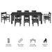 Modway Alvia 9-Piece Oak Wood Extendable Dining Table and Chairs Set in Black - dimensions and specifications