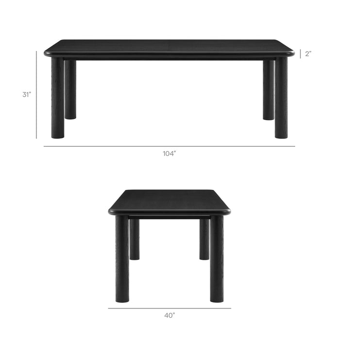 Modway Alvia 9-Piece Oak Wood Extendable Dining Table and Chairs Set in Black - dimensions and specifications 13