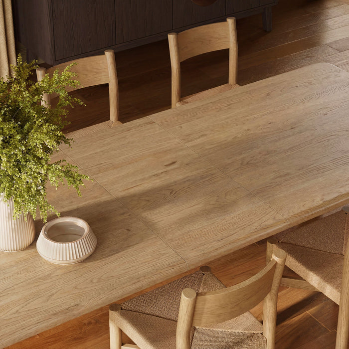 Modway Alvia 9-Piece Oak Wood Extendable Dining Table and Chairs Set in Weathered Oak - side view