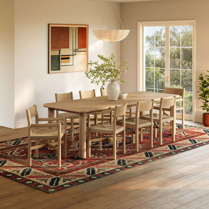 Modway Alvia 9-Piece Oak Wood Extendable Dining Table and Chairs Set in Weathered Oak - detail view
