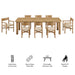 Modway Alvia 9-Piece Oak Wood Extendable Dining Table and Chairs Set in Weathered Oak - dimensions and specifications