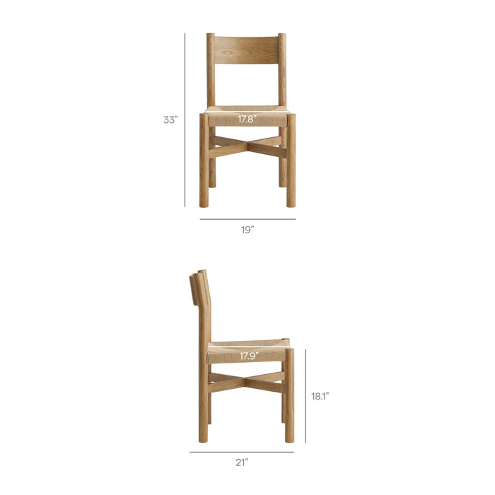 Modway Alvia 9-Piece Oak Wood Extendable Dining Table and Chairs Set in Weathered Oak - dimensions and specifications 11