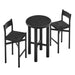 Modway Alvia 3-Piece Round Oak Wood Bar Table With Bar Stools Set in Black - angled view