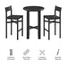 Modway Alvia 3-Piece Round Oak Wood Bar Table With Bar Stools Set in Black - dimensions and specifications