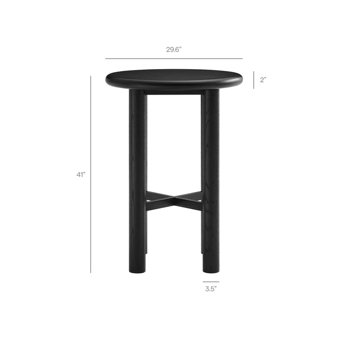 Modway Alvia 3-Piece Round Oak Wood Bar Table With Bar Stools Set in Black - dimensions and specifications 15