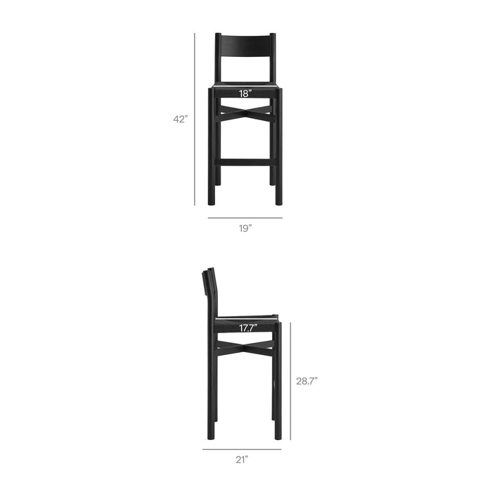 Modway Alvia 3-Piece Round Oak Wood Bar Table With Bar Stools Set in Black - dimensions and specifications 16