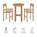 Modway Alvia 3-Piece Round Oak Wood Bar Table With Bar Stools Set in Weathered Oak - dimensions and specifications
