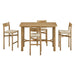 Modway Alvia 5-Piece Rectangular Oak Wood Bar Table With Bar Stools Set in Weathered Oak - angled view