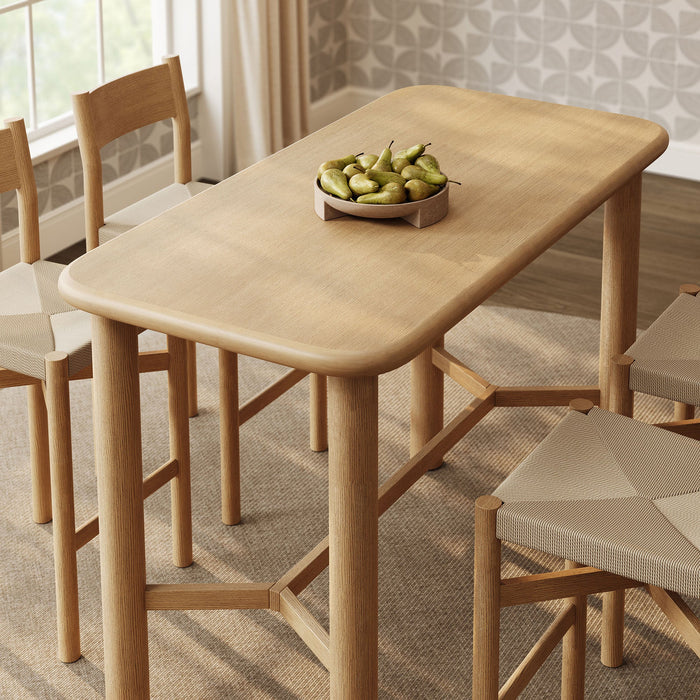 Modway Alvia 5-Piece Rectangular Oak Wood Bar Table With Bar Stools Set in Weathered Oak - side view