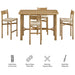 Modway Alvia 5-Piece Rectangular Oak Wood Bar Table With Bar Stools Set in Weathered Oak - dimensions and specifications