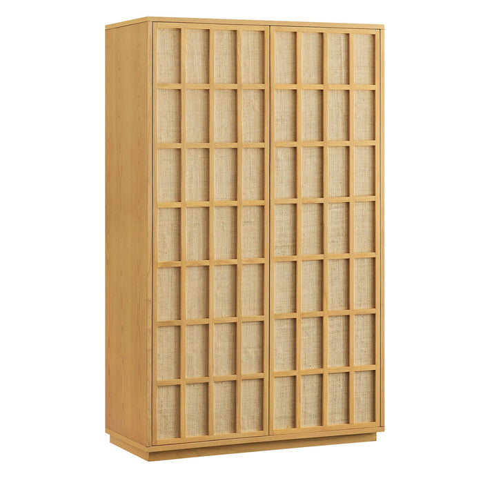 Aiko 64 Inch Tall Japandi Storage Cabinet Light Oak