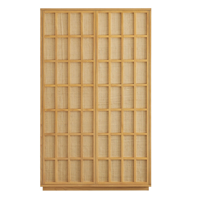 Aiko 64 Inch Tall Japandi Storage Cabinet Light Oak