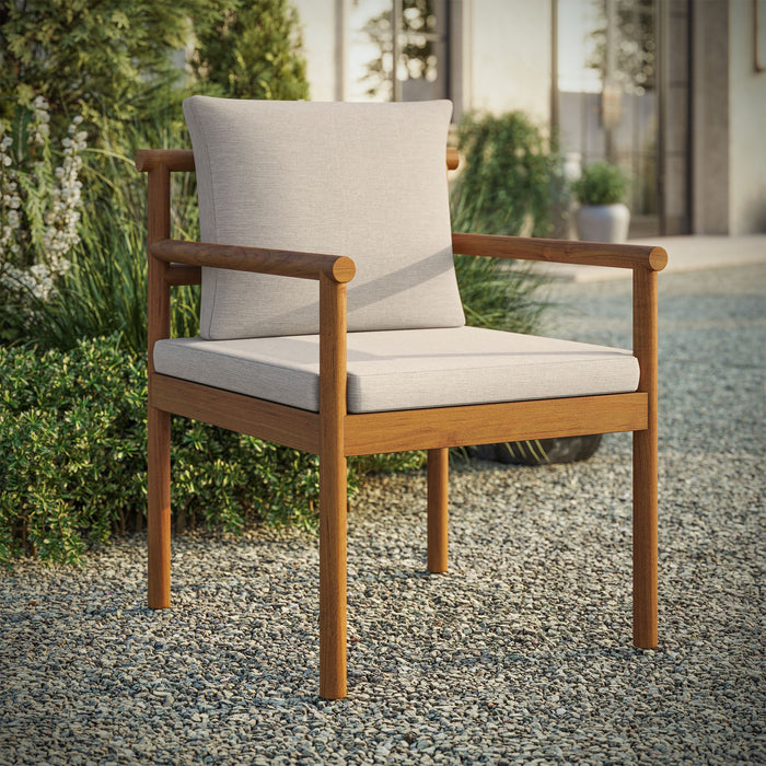 Eleni Outdoor Patio Teak Wood Rope Dining Chair Natural Sail
