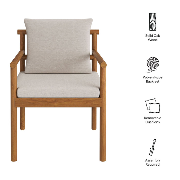 Eleni Outdoor Patio Teak Wood Rope Dining Chair Natural Sail